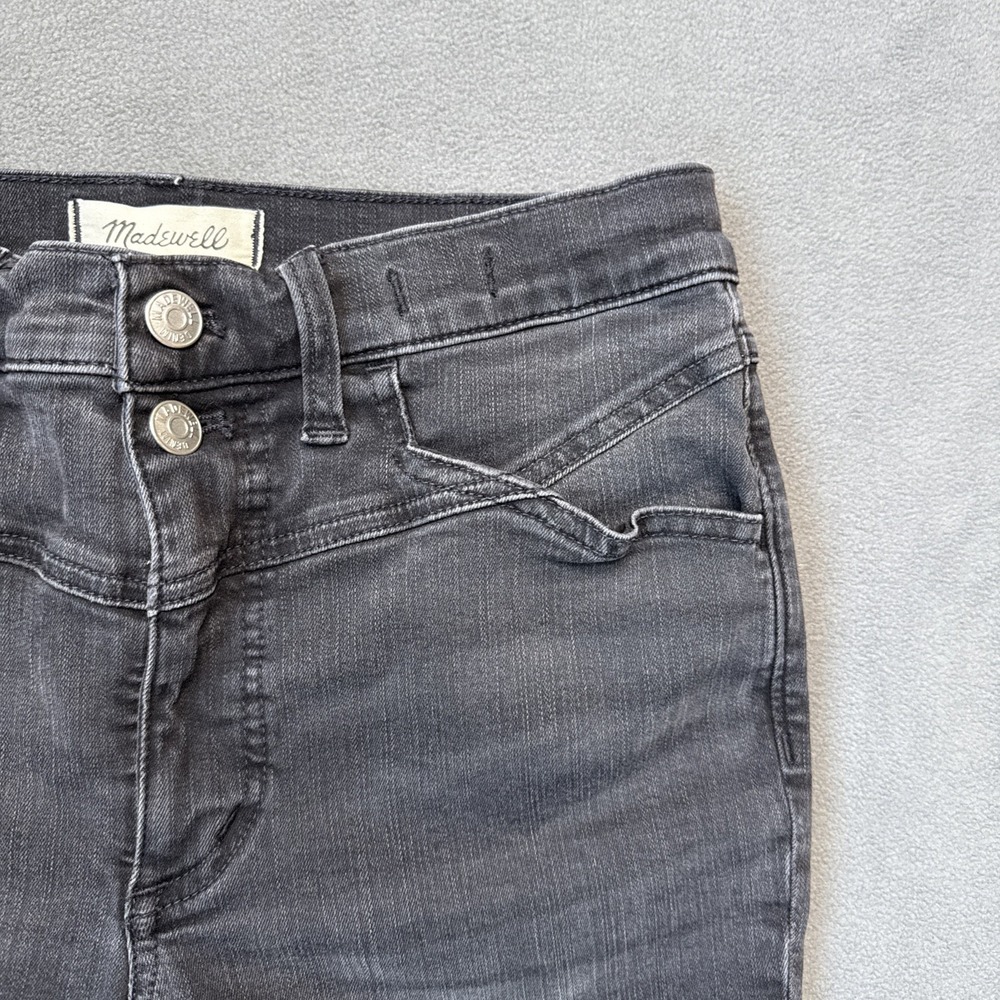 Madewell Jeans Womens 28 Black Mid Rise Kick‎ Out Bootcut Crop Stretch Denim - Picture 11 of 12